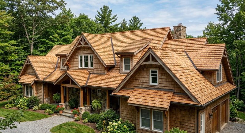 Natural Wood Roof Installation in North Conway, NH