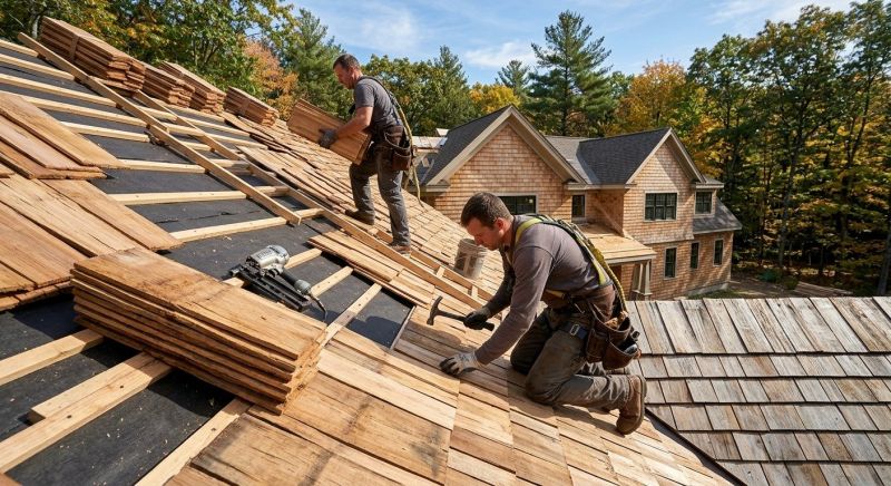 Natural Wood Roof Installation in North Conway, NH